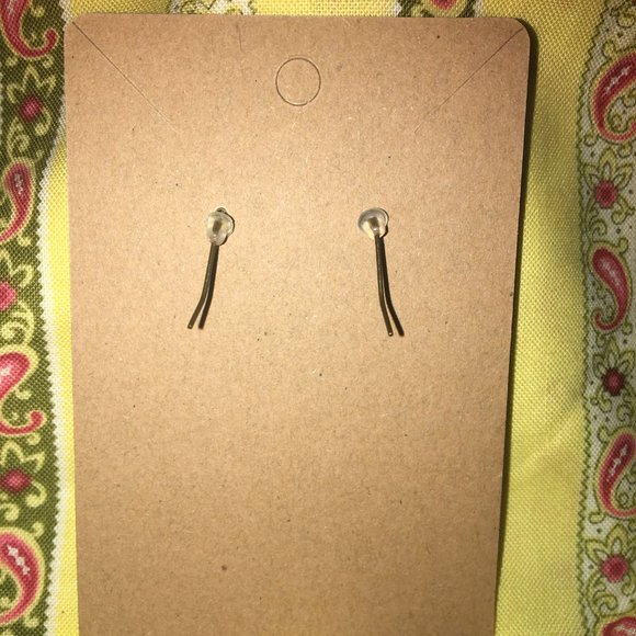 Vintage Hoop Bronze Bohemian Blue Stone Drop Earring NWOT - Picture 3 of 5